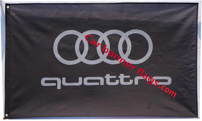 Audi Flag-3x5 FT-100% polyester-Quattro Banner-Checkered