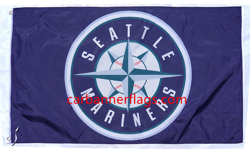 Seattle Mariners Flag 3x5 FT Banner 100D Polyester MLB Mariners Flag Brass Grommets